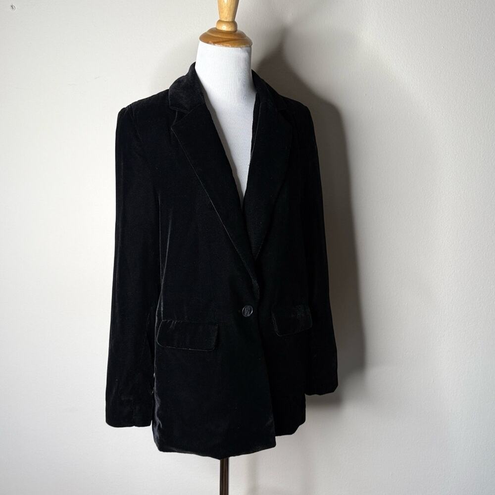Old Navy Black Velvet Long Blazer - Picture 2 of 5